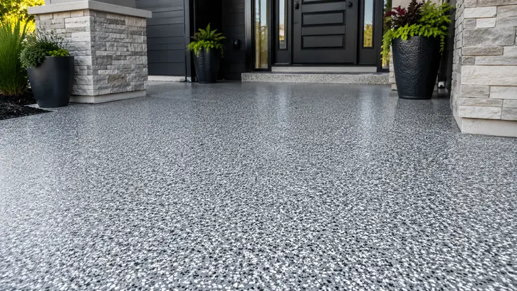 Residential epoxy chip flooring on home entrance - Charleston Epoxy Flooring
