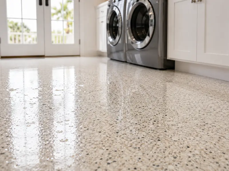Epoxy flooring in a Charleston, SC laundry room